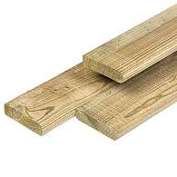 Geïmpregneerd Grenen plank Geschaafd met ronde hoeken 16x70 mm 180 cm