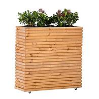 Bloembak Krefeld Red Class Wood 90 x 30 x 102 cm op wieltjes