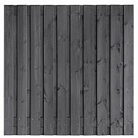 Tuinscherm Hengelo, zwart geïmpregneerd grenen, RVS-geschroefd, 21-planks (19+2) 180 x 180 cm