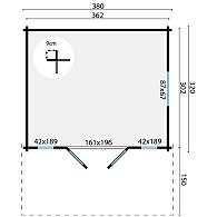 Blokhut - Tuinhuis Inglund | 44 mm | vuren onbehandeld