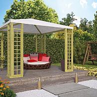 Houten paviljoen met zeildoek vuren groen geïmpregneerd