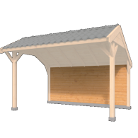 Wandmodule Type H, achterwand kapschuur Economy zweeds rabat Red Class Wood 400 x 150 cm