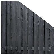 Tuinscherm Stuttgart verloop, zwart gespoten vuren, RVS-geschroefd, 21-planks (19+2) 180 x 180/90 cm