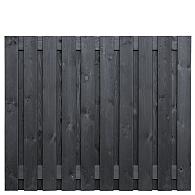 Tuinscherm Stuttgart, zwart gespoten vuren, RVS-geschroefd, 21-planks (19+2) 180 x 150 cm