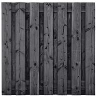 Tuinscherm Wolfsburg, zwart geïmpregneerd douglas, RVS-geschroefd, 15-planks (13+2) 180 x 180 cm