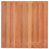 Tuinscherm Harlingen, keruing hardhout, RVS-geschroefd, 19-planks (17+2) 180 x 180 cm