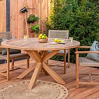 Tuintafel teak rond met kruispoot diameter 150 cm