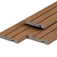 PuraDock composiet eindprofiel 2,2 x 14,6 x 290 cm, teak, massief, 1 zijde 1 groef, 1 zijde 2 groeven, clip systeem