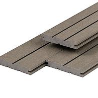 PuraDock composiet vlonderplank 2,2 x 14,6 x 390 cm, light grey, massief, 1 zijde 1 groef, 1 zijde 2 groeven, fijne houtnerf, clip systeem