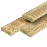 Geïmpregneerd Grenen plank Geschaafd met ronde hoeken 16x70 mm 210 cm