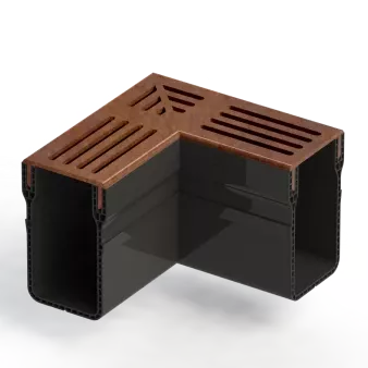 Star Drain 65/100 Hoekstuk - Roestbruin (Cortenstalen)