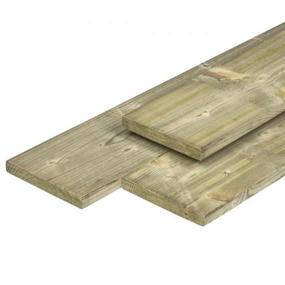 Geïmpregneerd Grenen plank Geschaafd met ronde hoeken 16x140 mm 360 cm