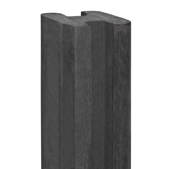 Berton©-sleufpaal Zaan antraciet, vlakke kop 11,5 x 11,5 x 265 cm hoekmodel met brede ondersleuf