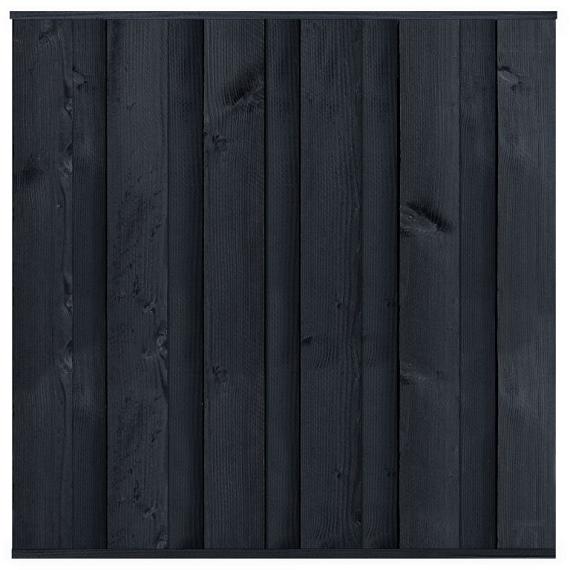 Tuinscherm Rosenheim, zwart gespoten grenen, RVS-geschroefd, 11-planks 180 x 180 cm