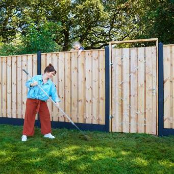 Beton schuttingpaal STANDAARD IJssel antraciet, diamantkop 10 x 10 x 280 cm T-model