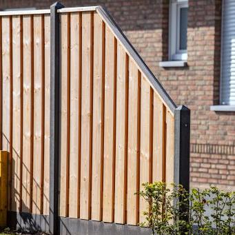 Tuinscherm Casablanca verloop, Red Class Wood geïmpregneerd ME vuren, RVS-geschroefd, 21-planks (19+2) 180 x 180/90 cm