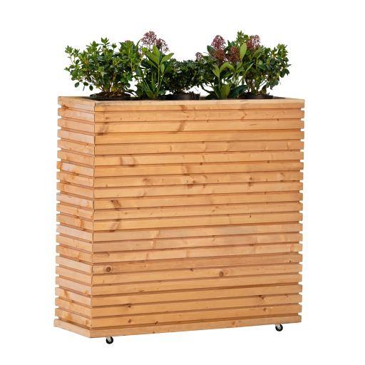 Bloembak Krefeld Red Class Wood 90 x 30 x 102 cm op wieltjes