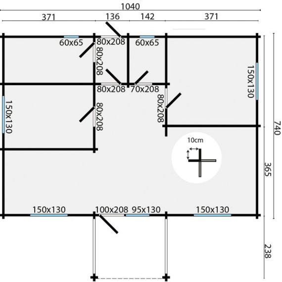 Blokhut - Tuinhuis Finn | 92 mm | vuren onbehandeld