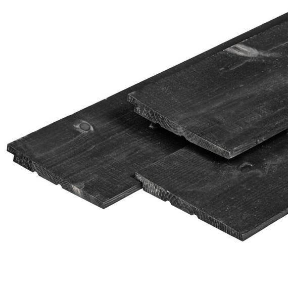 Vuren Zweeds Rabat fijnbezaagd Zwart gespoten Werkende breedte 180 mm 11/22x195 mm 420 cm