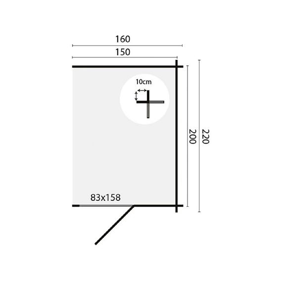 Blokhut - Tuinhuis Aanbouw | 28 mm | vuren, onbehandeld