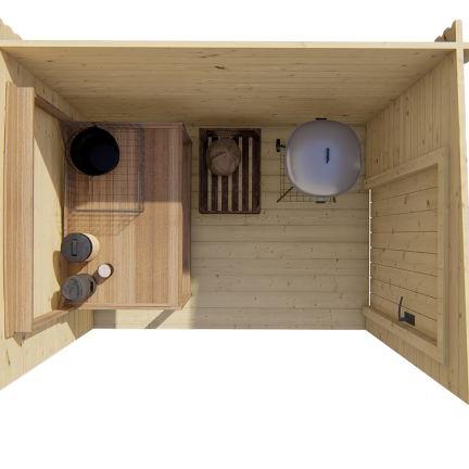 Blokhut - Tuinhuis Aanbouw | 44 mm | vuren, onbehandeld