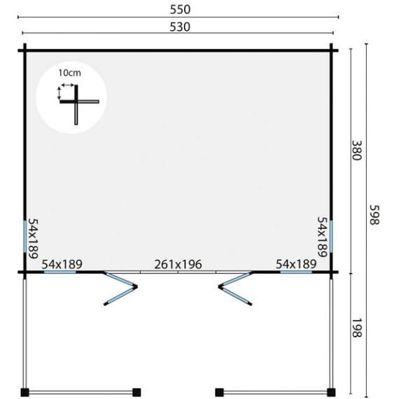 Blokhut - Tuinhuis Olaug | 44 mm | vuren onbehandeld