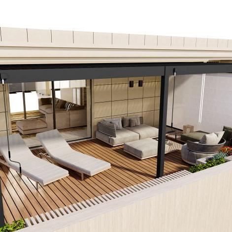 Aluminium overkapping Windscherm 360 cm wit