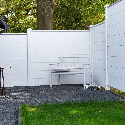 Berton©-motiefplaat smal wit/grijs H26 x D3,5 x L184 cm blokhutprofiel