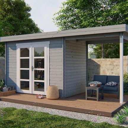 Blokhut - Tuinhuis Middelmodern | 28 mm | vuren onbehandeld