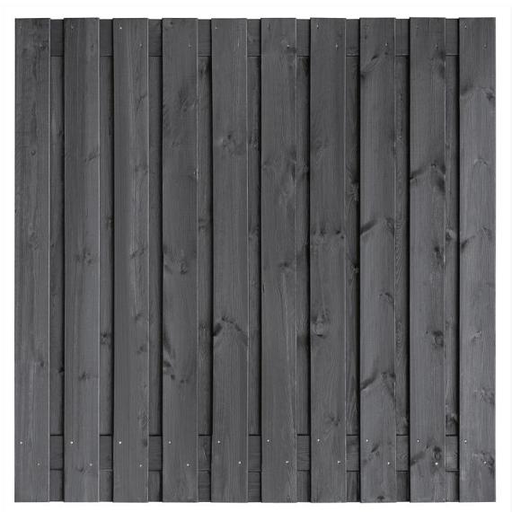 Tuinscherm Hengelo, zwart geïmpregneerd grenen, RVS-geschroefd, 21-planks (19+2) 180 x 180 cm