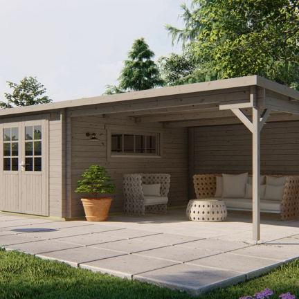 Blokhut - Tuinhuis Anton | 40 mm | vuren grijs geïmpregneerd