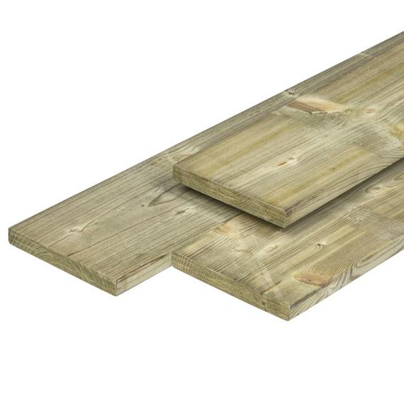 Geimpregneerd Grenen plank Geschaafd met ronde hoeken 15x140 mm 300 cm