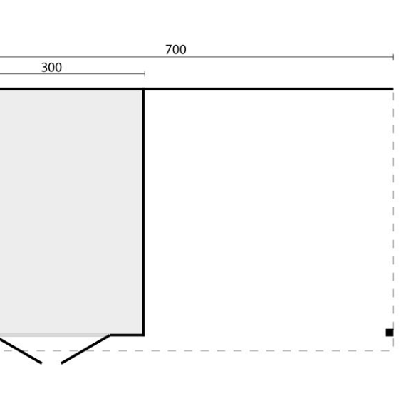 DHZ berging Hellendoorn 700 x 400 cm incl. dubbele deur, verticale wanden zwart geïmpregneerd