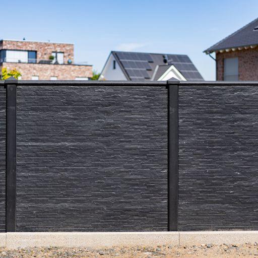 Berton©-motiefplaat smal antraciet gecoat H26 x D3,5 x L184 cm leisteenmotief