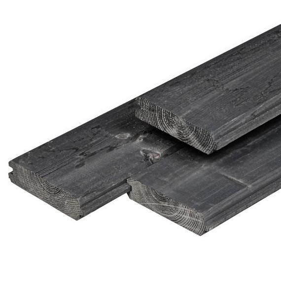 Geïmpregneerd Vuren Blokhutprofiel Geschaafd Zwart  Werkende breedte 112 mm 28x121 mm 360 cm