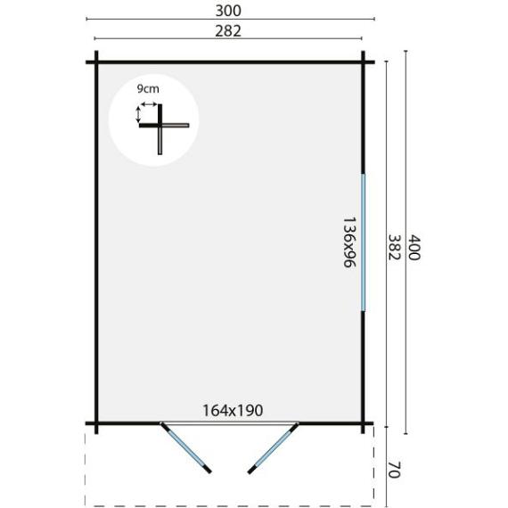 Blokhut - Tuinhuis Pamplona | 34 mm | vuren onbehandeld