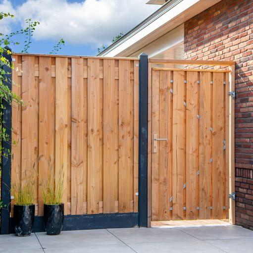 Tuinscherm Zwarte Woud, douglas, RVS-geschroefd, 21-planks (19+2) 180 x 180 cm