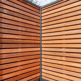 Tuinscherm Prinsenbeek, bangkirai hardhout, RVS-geschroefd, 40-planks (36+4) 180 x 180 cm