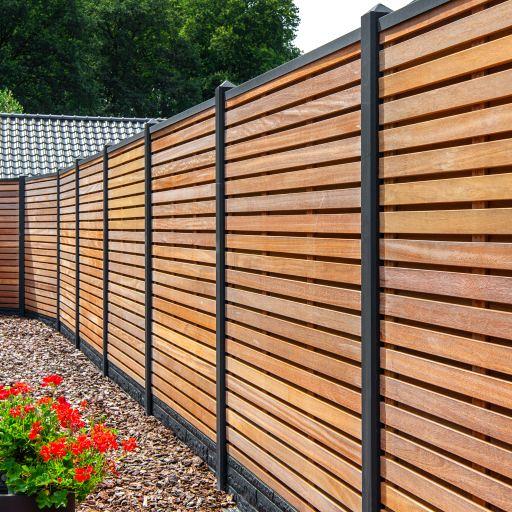 Tuinscherm Prinsenbeek, bangkirai hardhout, RVS-geschroefd, 40-planks (36+4) 180 x 180 cm