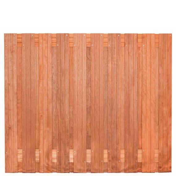 Tuinscherm Dronten, keruing hardhout, RVS-geschroefd, 21-planks (19+2) 180 x 150 cm