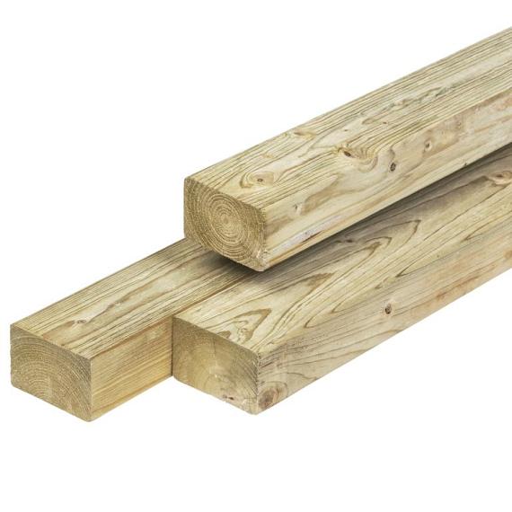Geïmpregneerd Vuren Ligger Geschaafd met ronde hoeken 44x70 mm 240 cm