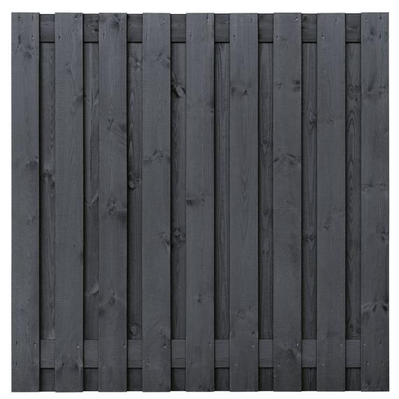Tuinscherm Koblenz, zwart gespoten vuren, RVS-geschroefd, 21-planks (19+2) 180 x 180 cm