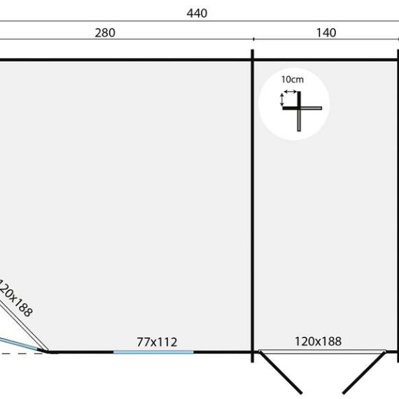 Blokhut - Tuinhuis Agnes | 44 mm | vuren onbehandeld