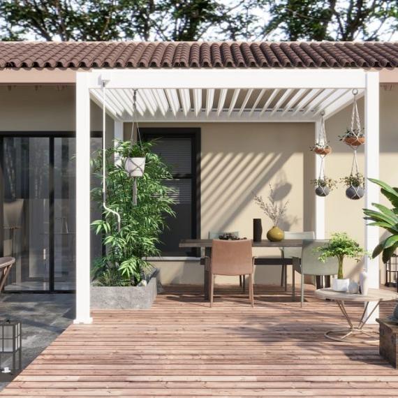 Aluminium overkapping Toronto vrijstaand 360 x 400 x 255 cm wit