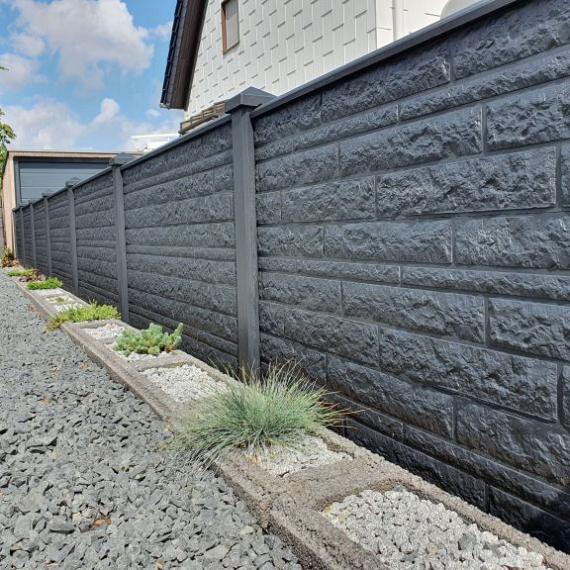 Berton©-motief-vulplaat antraciet gecoat H20 x D3,5 x L184 cm rotsmotief