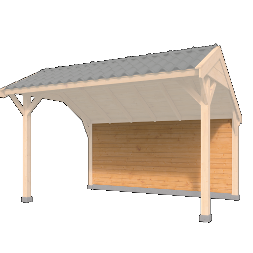 Wandmodule Type H, achterwand kapschuur Economy zweeds rabat Red Class Wood 400 x 150 cm