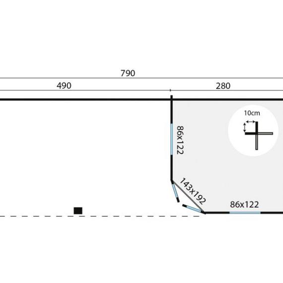 Blokhut - Tuinhuis Bertil | 44 mm | vuren onbehandeld