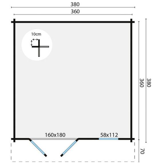 Blokhut - Tuinhuis Ulrik | 44 mm | vuren onbehandeld