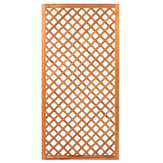 Trellis met lijst, diagonale lamellen hardhout kunstmatig gedroogd H180 x B90 cm