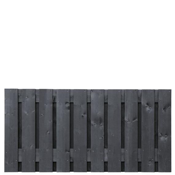 Tuinscherm Stuttgart, zwart gespoten vuren, RVS-geschroefd, 21-planks (19+2) 180 x 90 cm